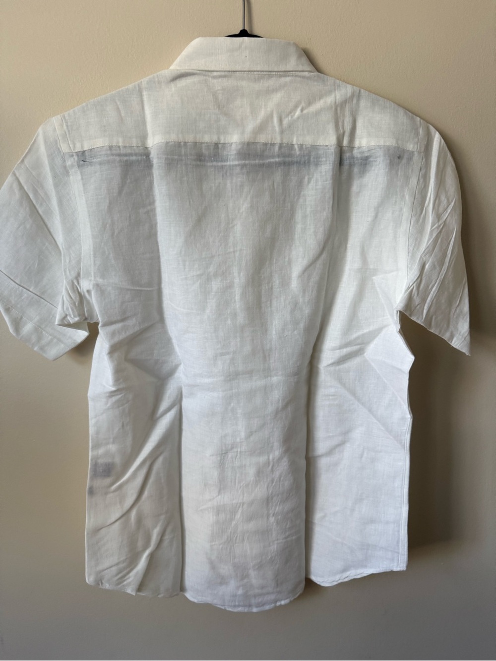 NWT fabindia Men’s White Linen Fitted Short Sleeve Shirt Size 40 - Picture 4 of 4
